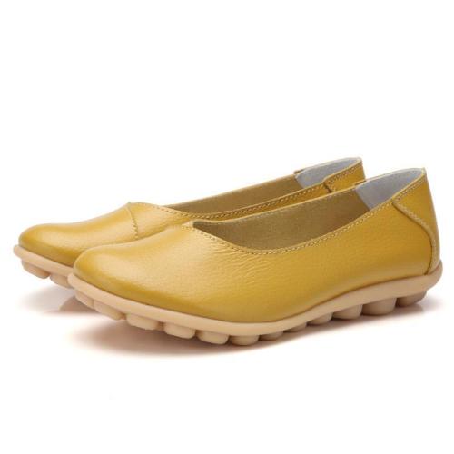 Non-slip Rubber Buttom Girl Shoes Cow Leather Women Loafers   127965
