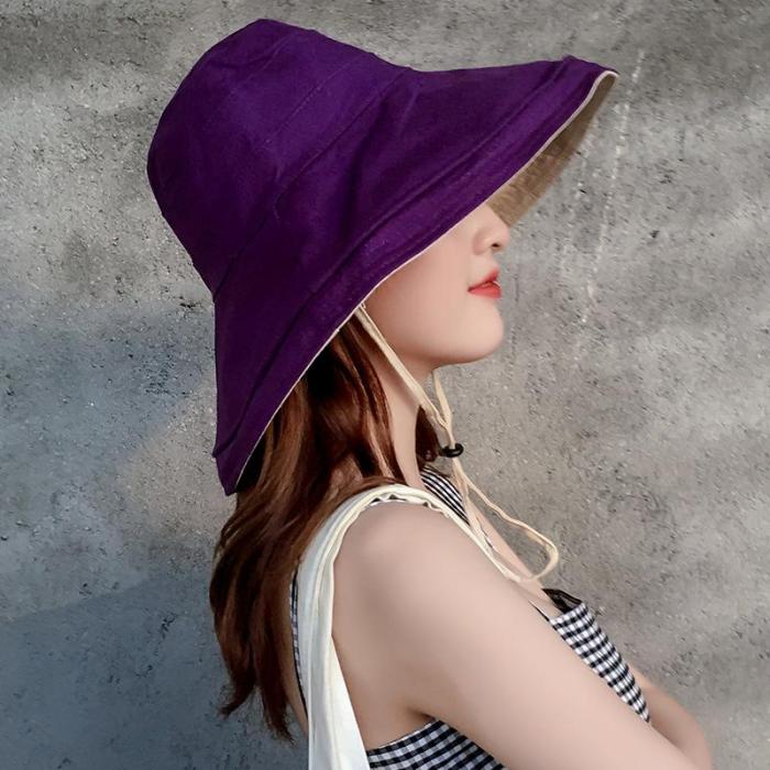 Hat Lady Summer Korean Version of The Hat Cover Face Japanese Art Big Eaves Sun-proof Hat