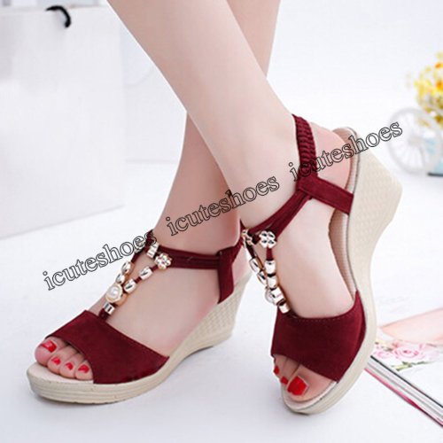 Women's Shoes With Platform Women Snadals Ladies Fashion Wedges Roman Canvas Solid High Shoes