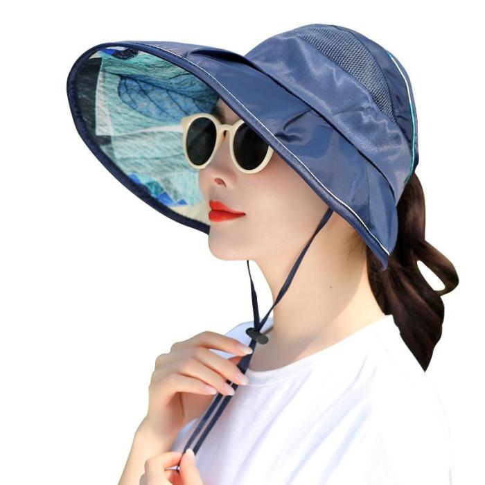 Hat Women's Summer Vacation Sunshade Hat UV Resistant Foldable Sun Hat Sky Top Sun Hat