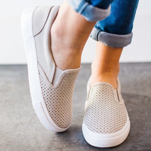 Large Size Women Comfort Slip-on Pinhole Loafers Non-slip Flats