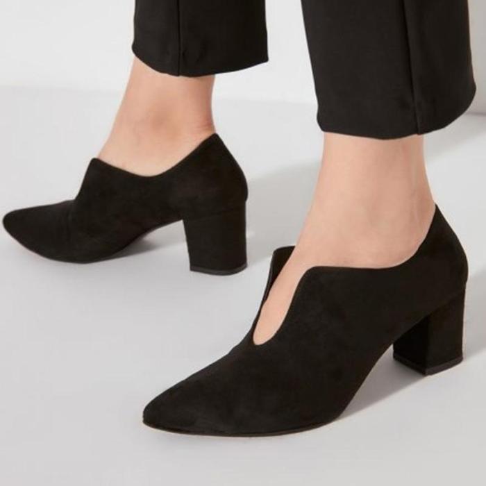 Solid Front Cut Out High-heel Boots