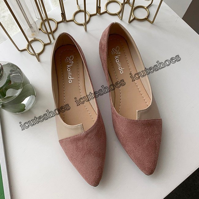Dress-shop Shallow Flats Womens Suede Flat Heel Pearl Flat Heel Pointed Casual Ladies Flat Shoes,Brown,9,US