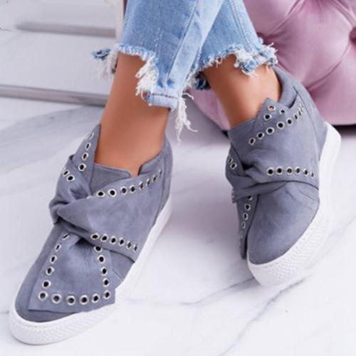 Faux Suede Wedge Heel Casual Sneakers