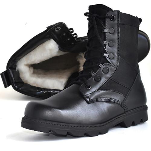 Men's tactical boots outdoor leather plus velvet boots