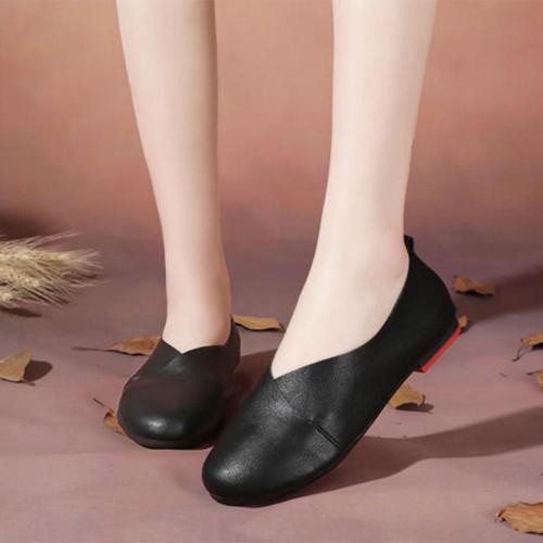 Leather Flat Shoes Woman Hand-sewn Leather Loafers Shoes