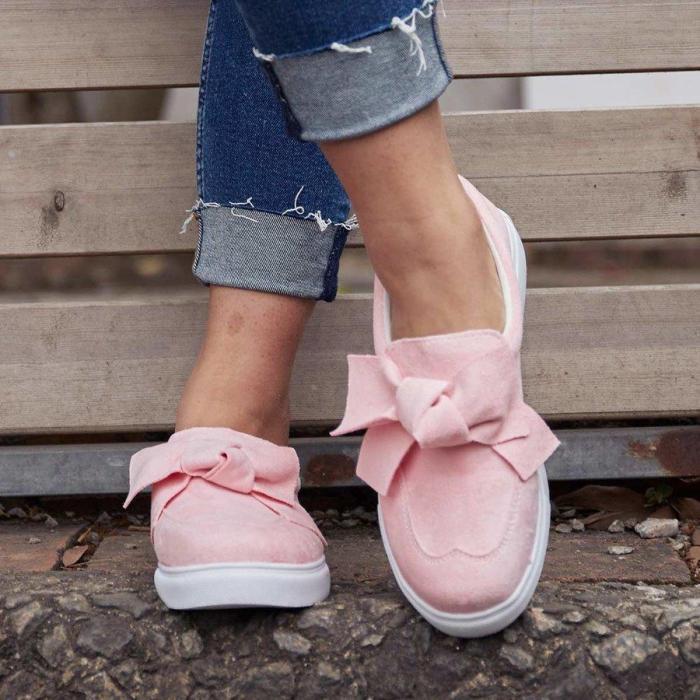 Women Slip-On Loafers Plus Size Bowknot Flat Casual Shoes