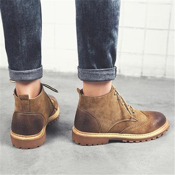 Fashion Casual Gentle Solid Color High Tube Men Martin Boot Shoes