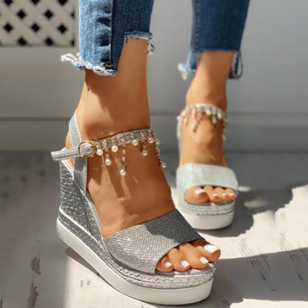Fashion Shining Wedge Platform Sandals