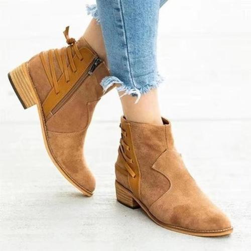 Casual Edgy Laced-Up Back Booties