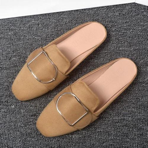 Spring and Autumn New Slippers Women Flat Square Leisure Cozy Muller Shoes
