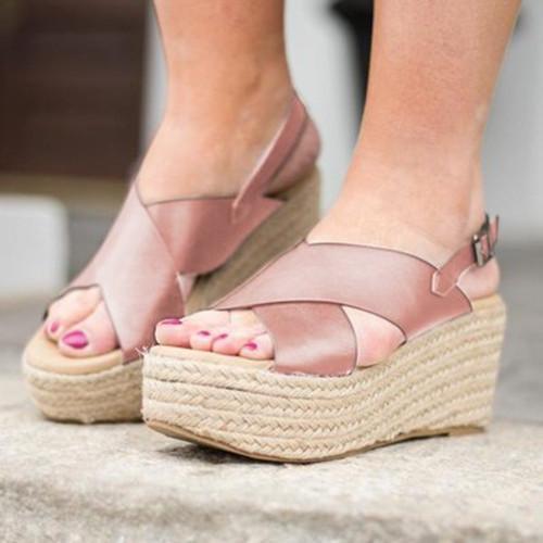 Women Casual Peep Toe Wedges Sandals
