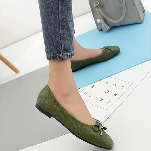 PU Square Toe Bowknot Slip on Casual Tod's Comfortable Flat Loafers Simple
