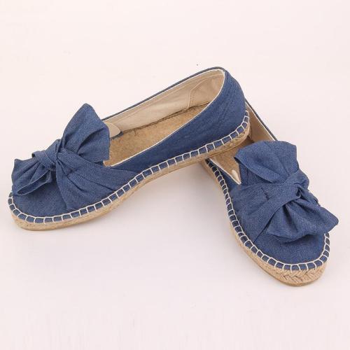 Spring Summer Women Canvas Flat Slip On Comfortable Bow-knot Loafer