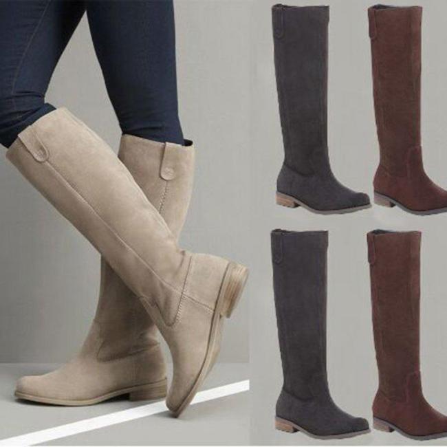 Women Plus Size Women Suede Knee-High Slip On Boots