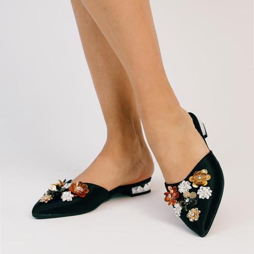Women's Fashion Casual Solid Color Flower Rhinestone Flat Shoes