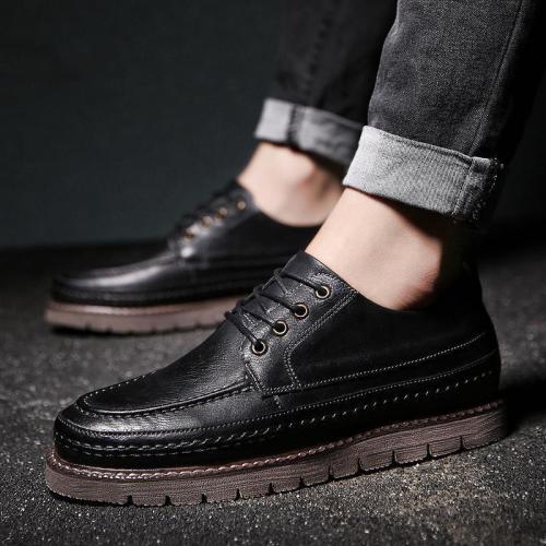 Casual Round Head Plain Vintage Leather Shoes