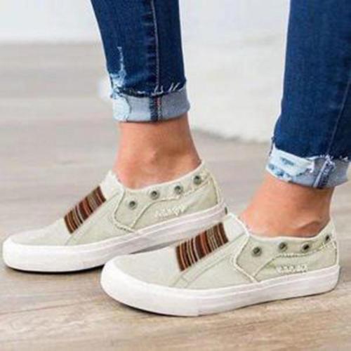 Denim Cloth Adjustable Ripped Flat Male/Female Sneakers