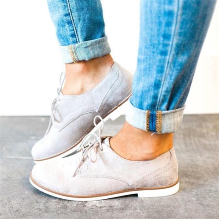 Comfort Low Heel Oxford Shoes Lace-up Daily Loafers