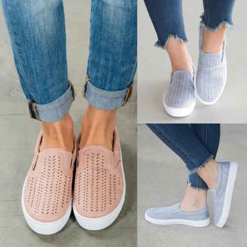 Big Size Hollowed Out Slip On Flat Canvas Shoes Fashion
