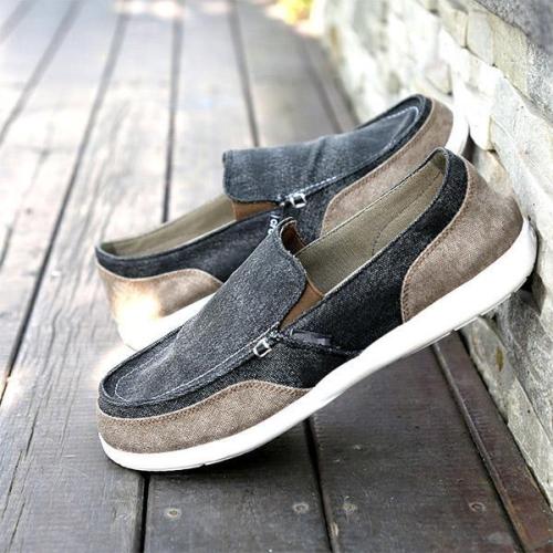 Mens Casual Canvas Color Block Slip-on Loafers