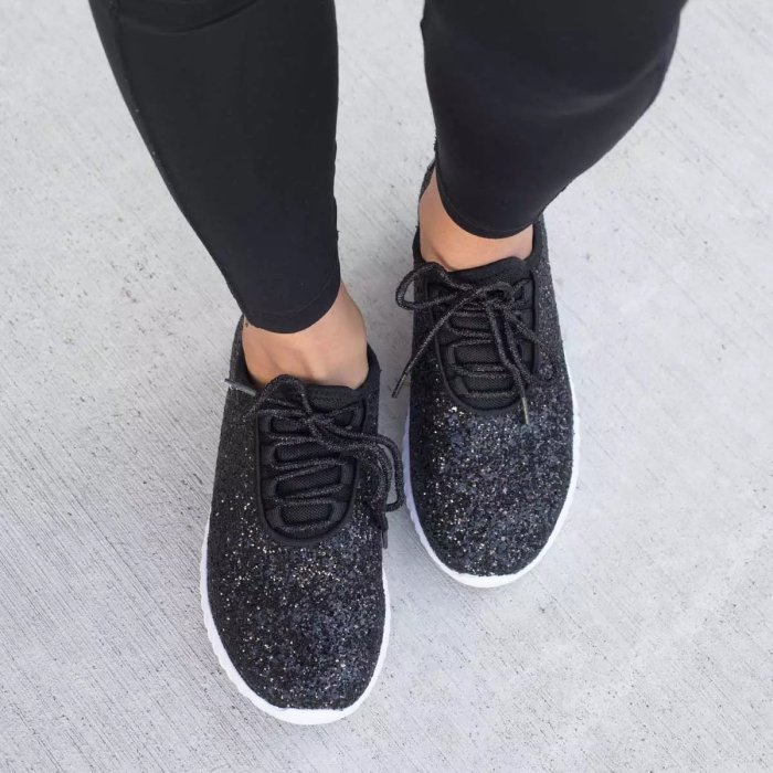 Women New Flat Bottom Sequins Casual Shoes Sneakers