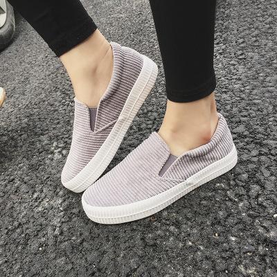 Women Corduroy Loafers Elastic Band Casual Slip-on Non-slip Shoes