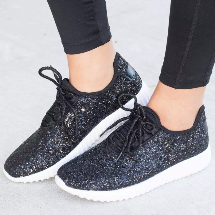 Women New Flat Bottom Sequins Casual Shoes Sneakers
