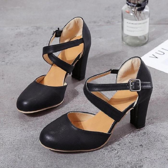 Pointed Toe Pumps Women Shoes Thick Heels Wedding Party Shoes