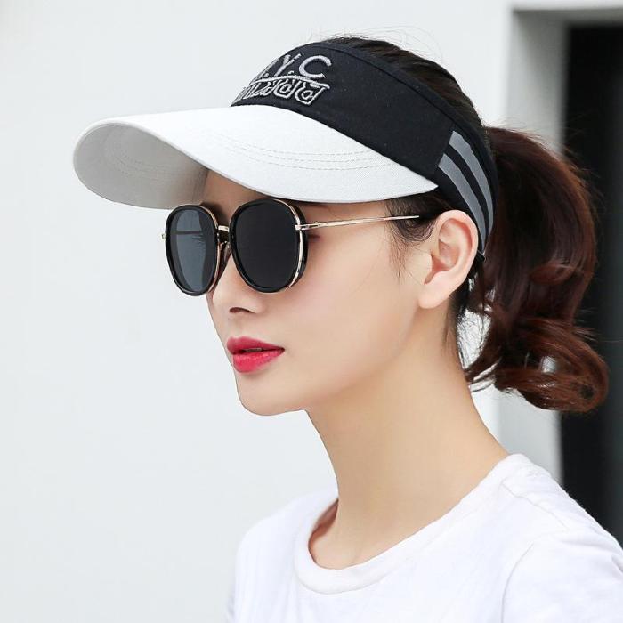 Hat Women's Summer Baseball Embroidery Slicing Korean Version Sun Shade Empty Top Hat Outdoor Casual