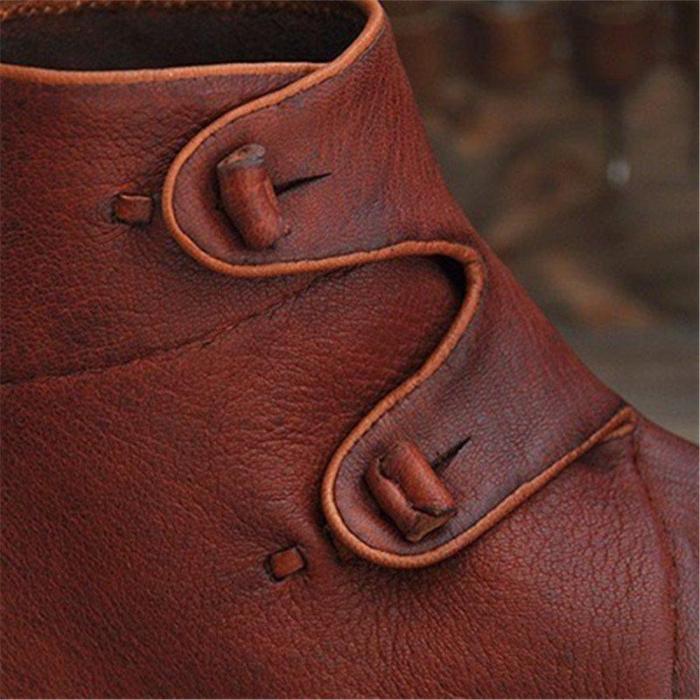 Women Casual Flat Heel Soft Leather Comfy Boots