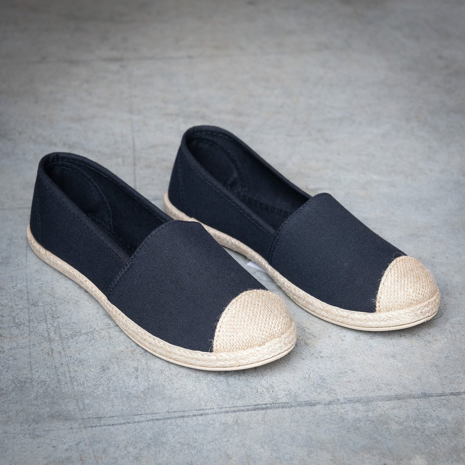 black canvas espadrilles flats