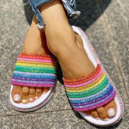 Rainbow Thick-Soled Slippers Casual Fashion Slippers