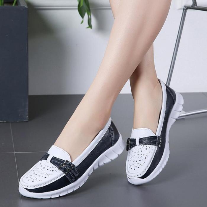 Plus Size Casual Athletic Shoes Hollow-out Color Block Slip On Loafers