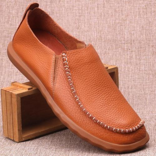 Solid Round Toe Sewing Thread Casual Loafer