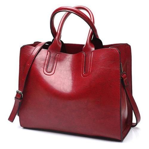 Vintage Oil Wax PU Leather Handbag Large Capacity Crossbody Bag