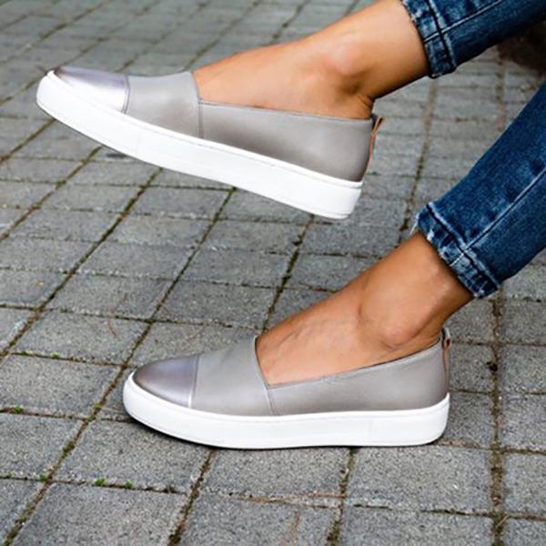 Solid Color Slip-On Flat Shoes