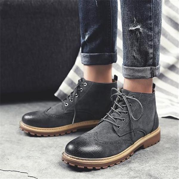 Fashion Casual Gentle Solid Color High Tube Men Martin Boot Shoes