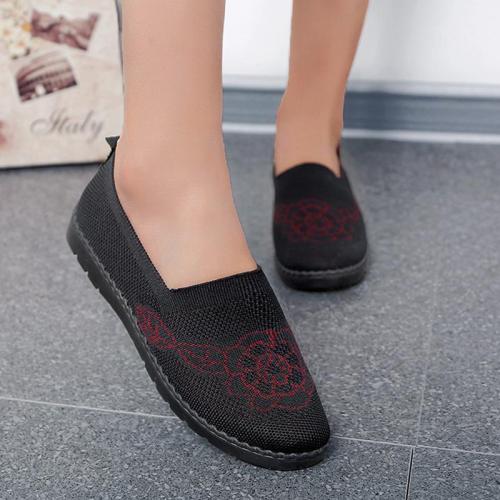 Women's Flyknit Breathable Loafers Fashion Slip On Walking Shoes