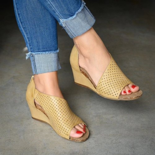 Hollow Slip On Wedge Heels Sandals
