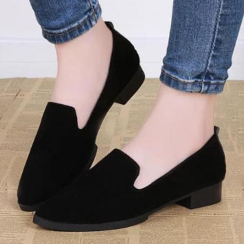 Plain  Low Heeled  Velvet  Point Toe  Casual Office Flat & Loafers