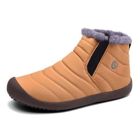 Women Large Size Waterproof Fur Lined Slip On Boots