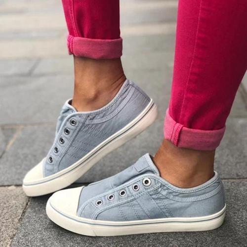 Sporting Style Non-Lace Eyelet Casual Female/Male Flats