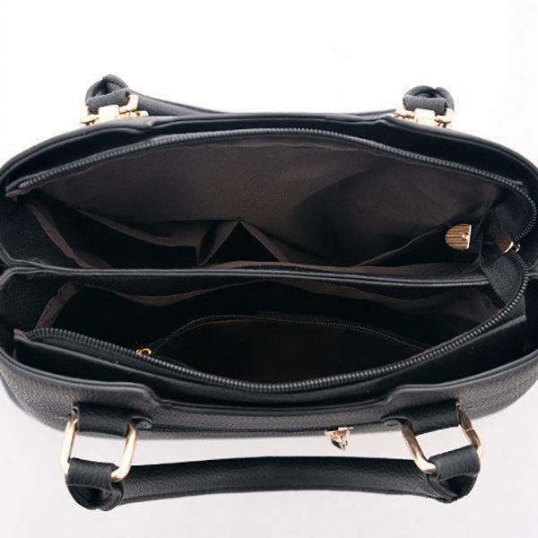 Women Faux Leather Boston Handbag Tote Bag Crossbody Bag