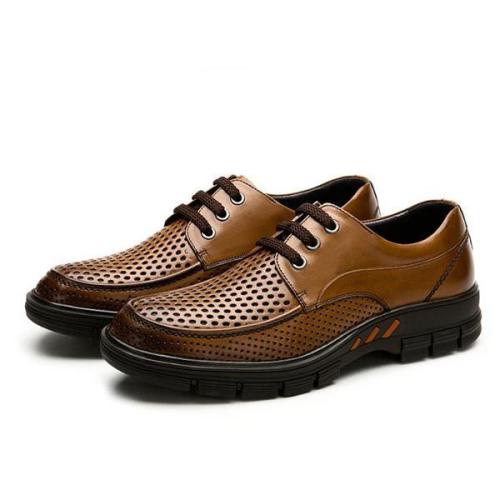 Mens Hollow-out Lace Up Formal Shoes Casual Flats