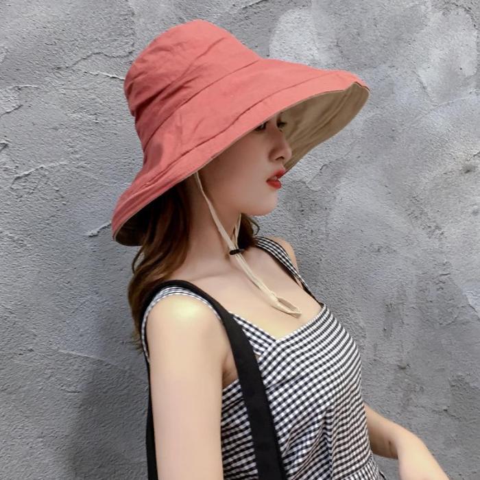 Hat Lady Summer Korean Version of The Hat Cover Face Japanese Art Big Eaves Sun-proof Hat