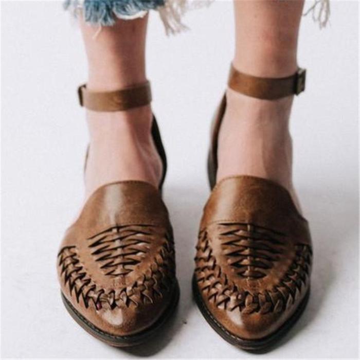 Women's Woven Hollow Pointed   Flat Shoes