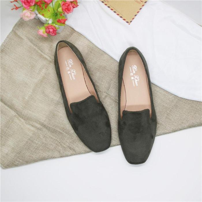 Large Size Solid Flocking Loafers