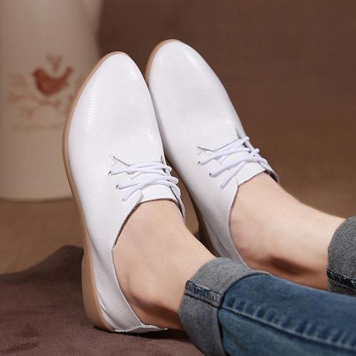flats leather mom solid color casual loafers shoes