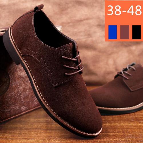 Mens Casual PU Suede Lace-up Flats